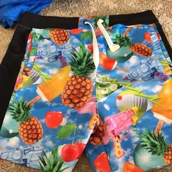 Adidas Originals Mens Multicolor Tropical Pineapple All Over Print Shorts/ Swim - Picture 1 of 4